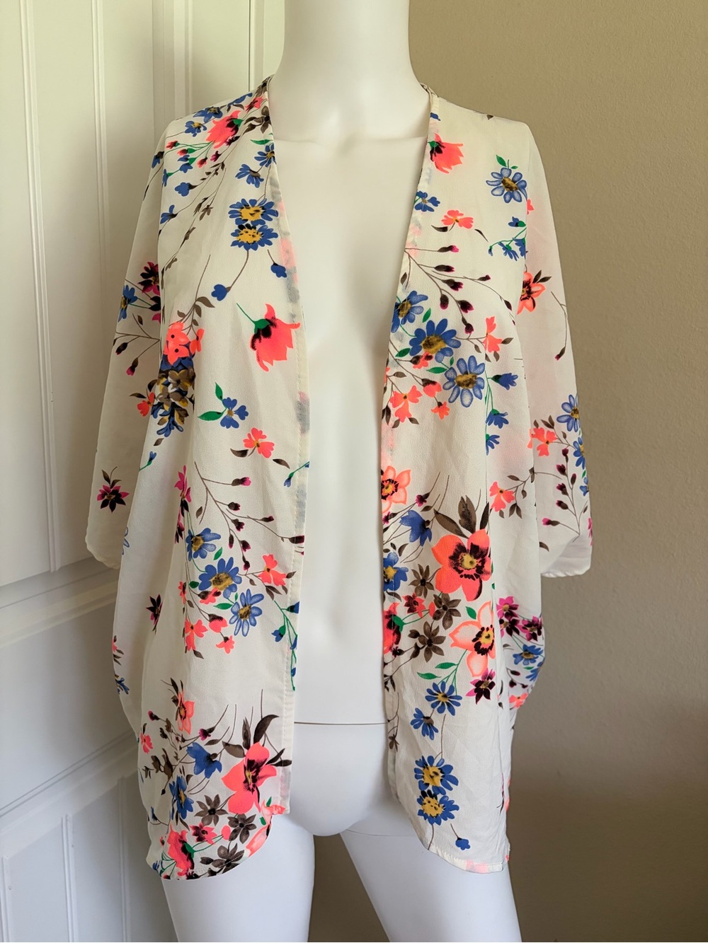 Floral Open-Front Flowy Sheer Kimono
